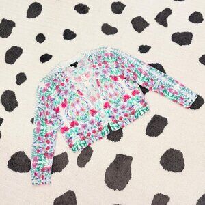 NWT $80 Talbots Womens XS Floral Print Dressy Shrug Bolero Crop Sweater Jacket